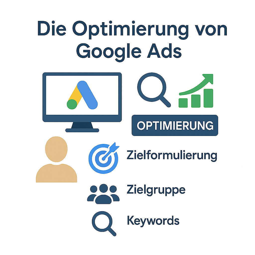Google Ads optimieren – Ziele nach SMART, Zielgruppenanalyse, Keyword- & Landingpage-Optimierung, Smart Bidding, KPIs & ROAS